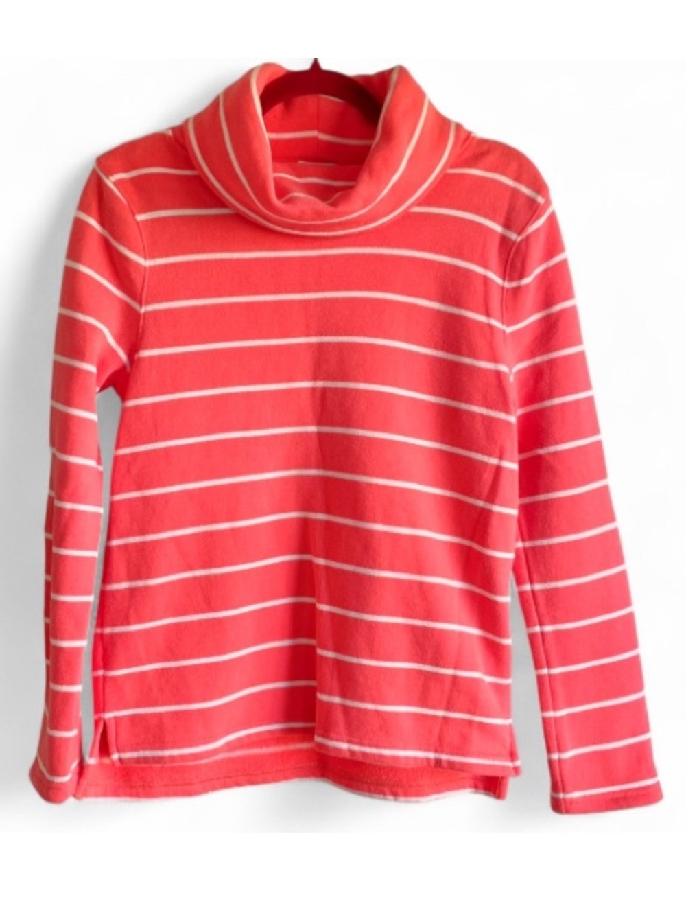 J. Crew Women's Orange Striped Turtleneck Fleece Sweatshirt Size S